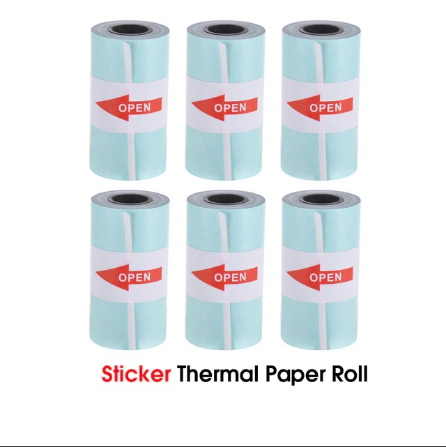 Picture of 6pcs 57*30mm thermal paper rolls for 58mm POS, Receipt, Mini Thermal Printers - White(Sticker 6 Rolls)