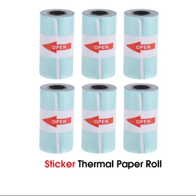 Picture of 6pcs 57*30mm thermal paper rolls for 58mm POS, Receipt, Mini Thermal Printers - White(Sticker 6 Rolls)