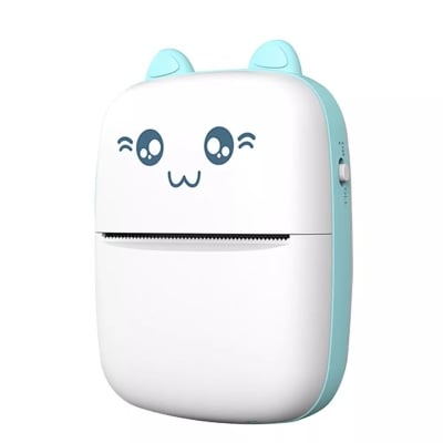 Picture of Portable Thermal Mini Printer 58mm Label Sticker Printer and Photo Printer with Wireless Bluetooth Nadra C9 Pink and Blue(Blue)