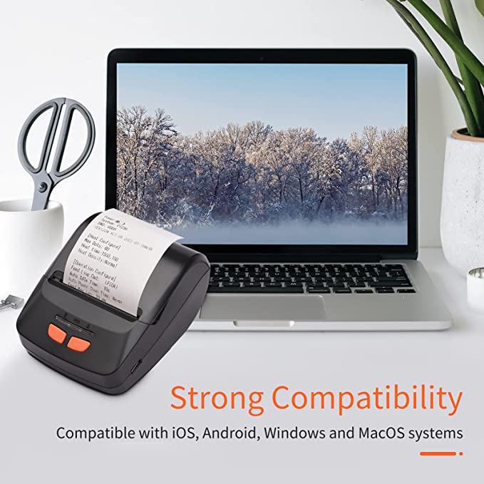Picture of Portable POS Printer 58mm 2 inch Thermal Receipt Printer Bluetooth Pocket Printer | Cash Drawer Compatible | Support iOS, Android, Computer, Laptop | POS Printer for Restaurant Bill, Ticket, Token, Label Printing(PT 230 Black)