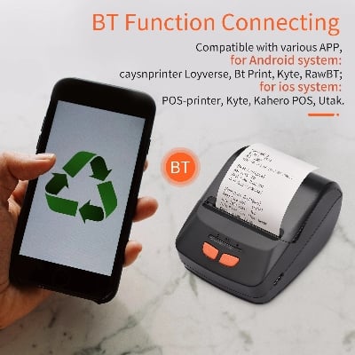 Picture of Portable POS Printer 58mm 2 inch Thermal Receipt Printer Bluetooth Pocket Printer | Cash Drawer Compatible | Support iOS, Android, Computer, Laptop | POS Printer for Restaurant Bill, Ticket, Token, Label Printing(PT 230 Black)
