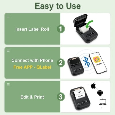 Picture of Portable POS Printer 58mm 2 inch Thermal Receipt Printer Bluetooth Pocket Printer | Cash Drawer Compatible | Support iOS, Android, Computer, Laptop | POS Printer for Restaurant Bill, Ticket, Token, Label Printing(PT 260)