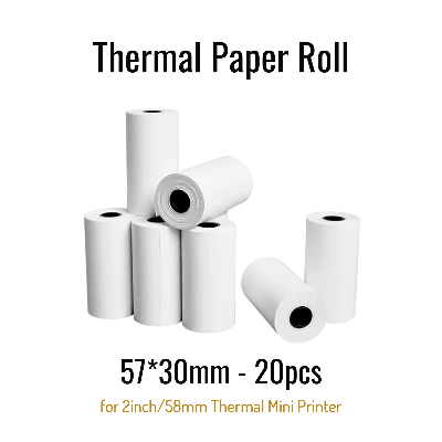 Picture of 20Rolls (57x30mm) Thermal Paper Rolls for 2-Inch width (58mm) POS and Receipt Printers – Durable, High-Quality, Fade-Resistant for Clear, Long-Lasting Prints(20Rolls-57x30)