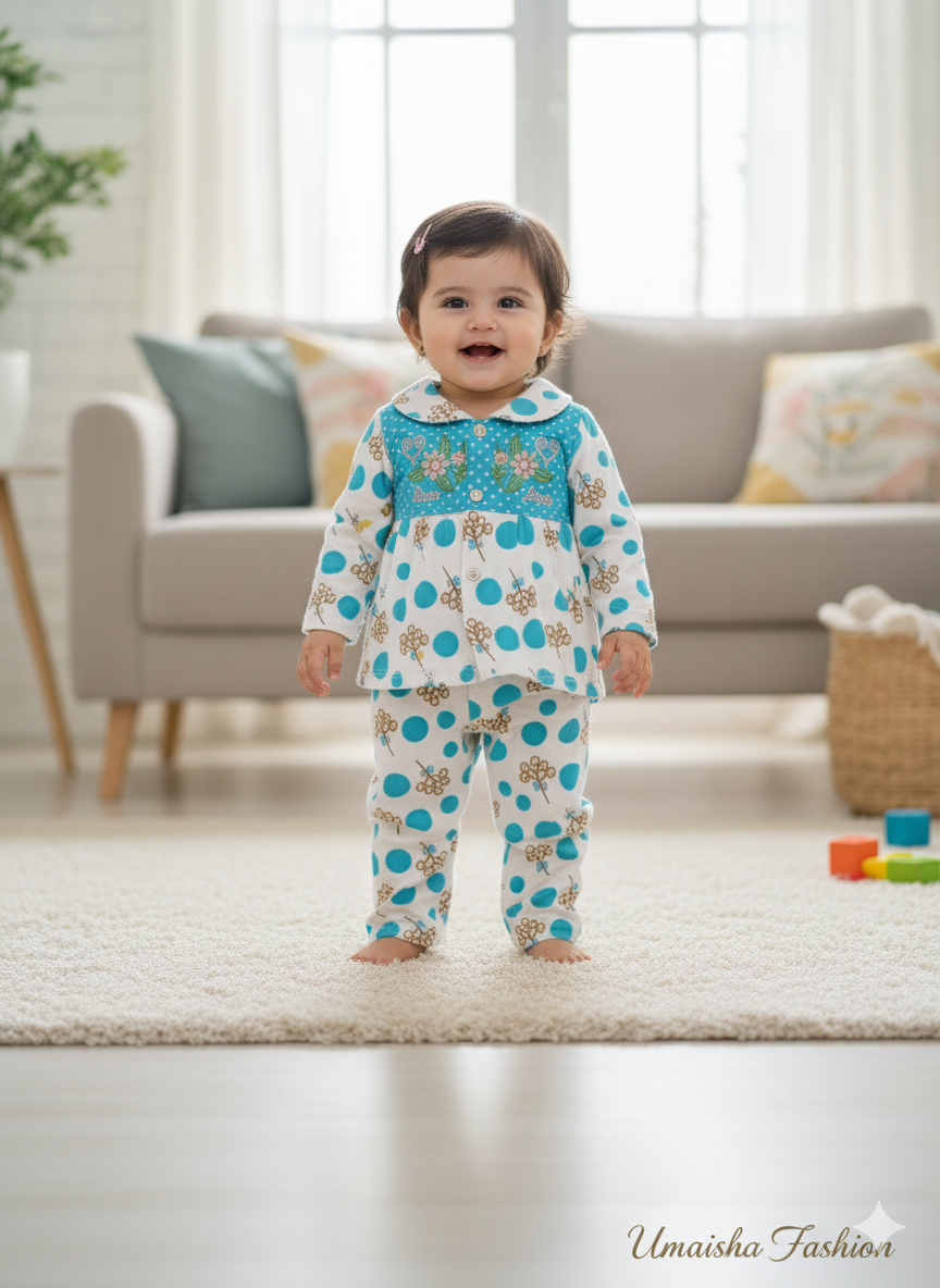 Picture of Baby Girl's Fashionable Beautiful Casual Dress for 3 to 12 Months Old Babies - Winter-Ready Stylish Baby Dress