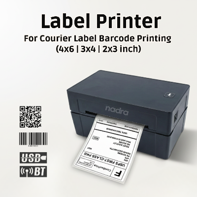 Picture of All-in-One Bluetooth Label Printer  Shipping & Courier Address Barcode Label Maker (USB+Bluetooth)  Thermal Label Printer for any size labels printing up to 100x150mm (4x6 inches)  Compatible with Computer & Smartphones  Wireless & Easy to Use(Black)