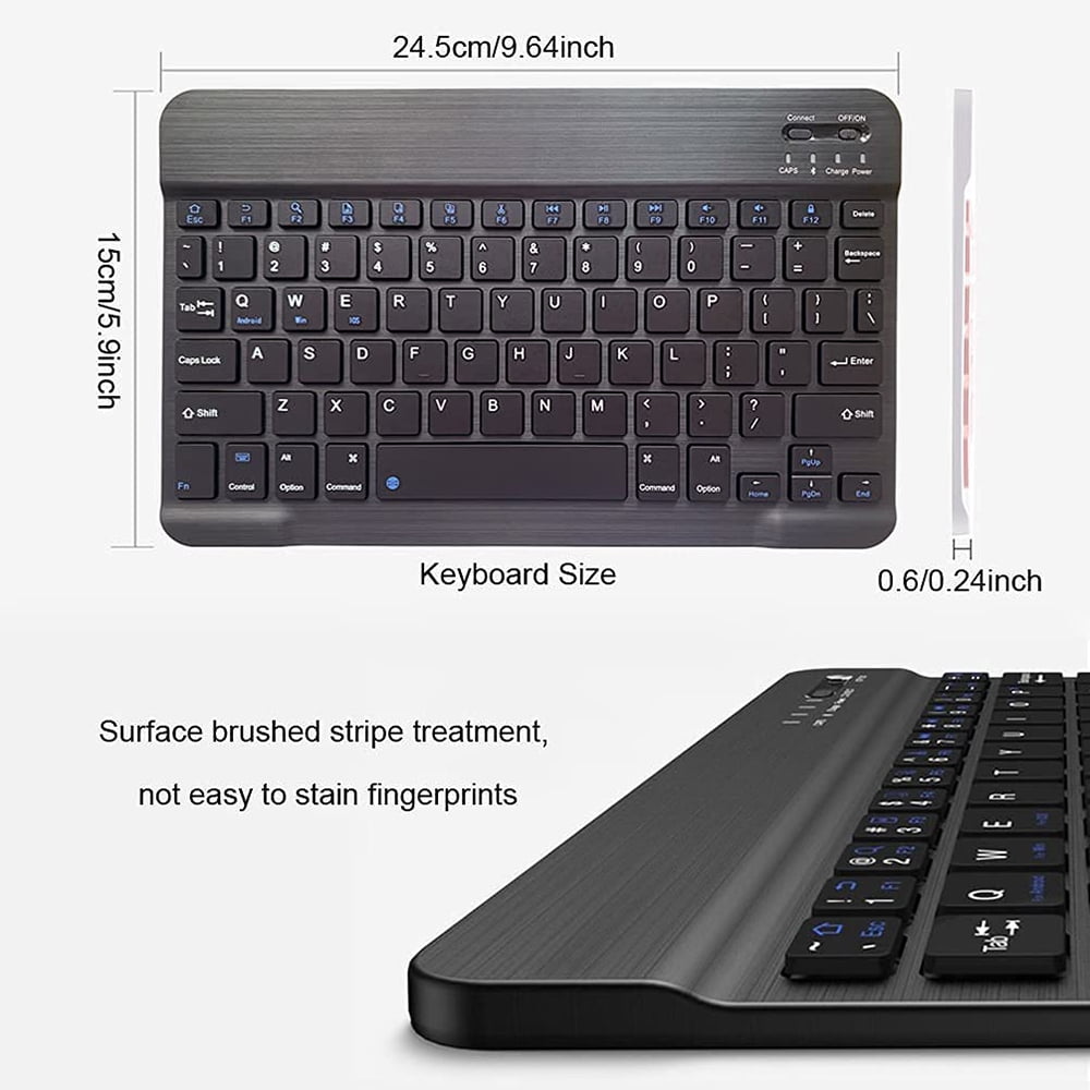 Picture of Wireless Keyboard and Mouse Set: Compact Bluetooth Keyboard (Rechargeable) with Matching Mouse. English Ergonomic Design for a Comfortable Experience on iPad, Tablets, Phones, Laptop, Android, iOS, and Windows(Black)