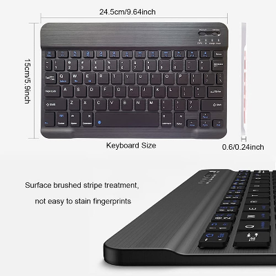 Picture of Wireless Keyboard and Mouse Set: Compact Bluetooth Keyboard (Rechargeable) with Matching Mouse. English Ergonomic Design for a Comfortable Experience on iPad, Tablets, Phones, Laptop, Android, iOS, and Windows(Black)