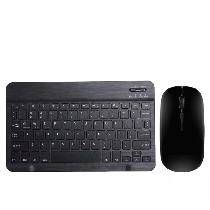 Picture of Wireless Keyboard and Mouse Set: Compact Bluetooth Keyboard (Rechargeable) with Matching Mouse. English Ergonomic Design for a Comfortable Experience on iPad, Tablets, Phones, Laptop, Android, iOS, and Windows(Black)