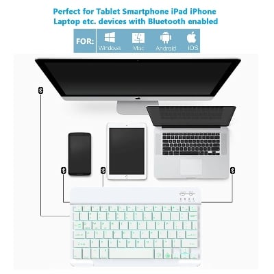 Picture of Wireless Keyboard and Mouse Set: Compact Bluetooth Keyboard (Rechargeable) with Matching Mouse. English Ergonomic Design for a Comfortable Experience on iPad, Tablets, Phones, Laptop, Android, iOS, and Windows(Green)