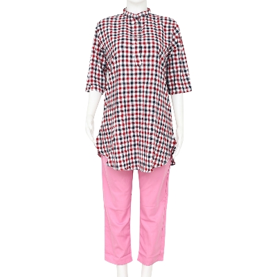 Picture of Umaisha Fashion Womans 2pcs Western Outfit long 36" pant and long 35" shirt set casual wear shirt pants dresses