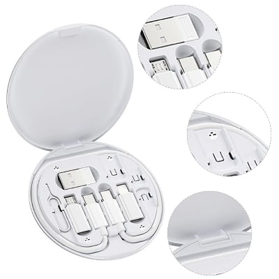 Picture of 5-in-1 Multifunctional Charging Cable Kit - 60W Fast Charging  USB, Type-C, Lightning Compatibility  Travel Office Phone Organizer  Must-Have Accessories - Includes Card Removal Pin(Multicolor)