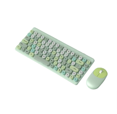 Picture of Wireless Keyboard and Mouse Combo QW02 | Ergonomic Keyboard and Mouse Set | 2.4Ghz USB Wireless Office Keyboard with Multi-Media Function Keys and Number Pad for PC Computer Windows | Wireless Keyboard Mouse Kit Colorful Mechanical Keyboard Set(Green)