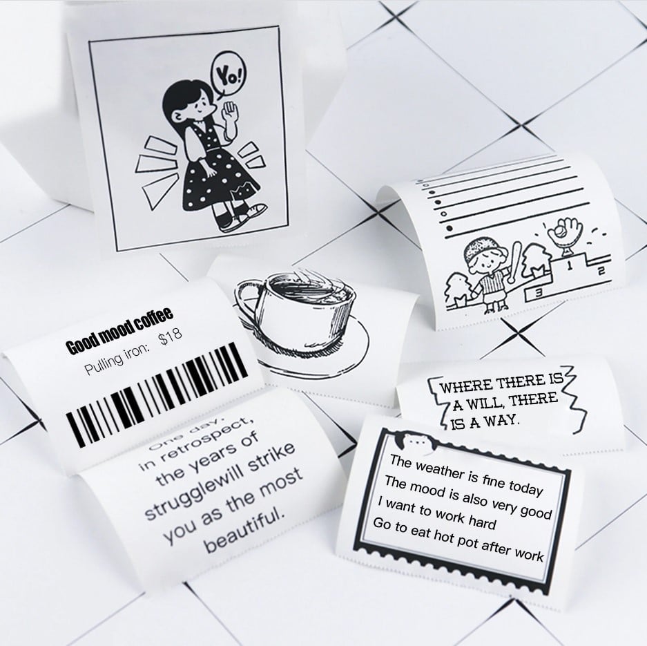 Picture of Portable Label Printer 58mm Bluetooth Printer Mini Printer for Study Notes, To-Do-Lists, Journal Printing, Label Printing, Nadra-X6-3-Roll(White)