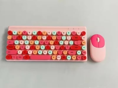 Picture of Ergonomic Keyboard and Mouse Set | 2.4Ghz USB Wireless Office Keyboard with Multi-Media Function Keys and Number Pad for PC Computer Windows | Bluetooth Keyboard Mouse Kit | Colorful Mechanical Keyboard Set | Wireless Keyboard and Mouse Combo-Nadra-QW02(Pink)