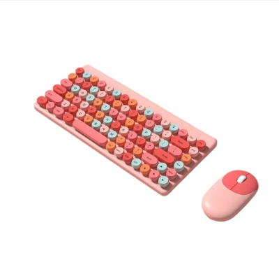 Picture of Ergonomic Keyboard and Mouse Set | 2.4Ghz USB Wireless Office Keyboard with Multi-Media Function Keys and Number Pad for PC Computer Windows | Bluetooth Keyboard Mouse Kit | Colorful Mechanical Keyboard Set | Wireless Keyboard and Mouse Combo-Nadra-QW02(Pink)