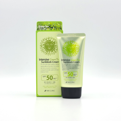 Picture of 3W CLINIC INTENSIVE GREEN TEA SUNBLOCK CREAM SPF 50+PA+++ (70ML)