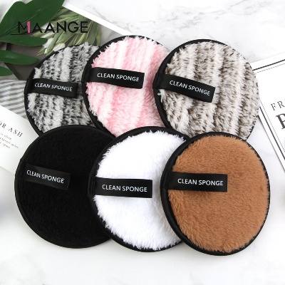 Picture of Clean Sponge Microfiber Makeup Remover Reusable Cleansing Makeup Face Cleansing Towel Cotton Double layer  1pcs(Multicolor)