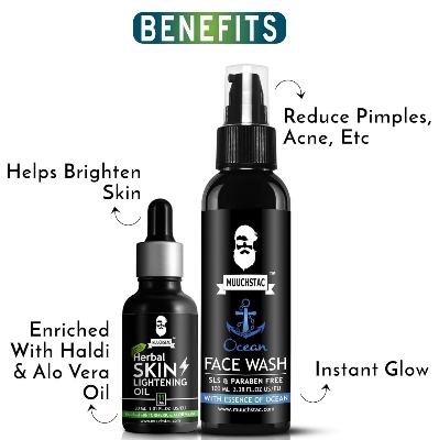 Picture of Muchtac Men Face Care Kit Skin Lightening Oil 30Ml & Ocean Face Wash 100 Ml for Men