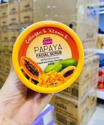 Picture of Papaya Facial Scrub Collagen & Vitamin E 100ml(Yellow,Face,Fruity)