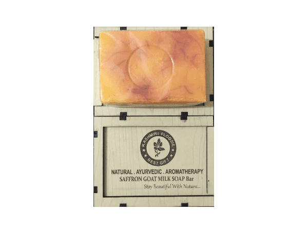 Picture of Real Saffron Goat Milk Soap Bar Wooden Box Original(Yellow,)