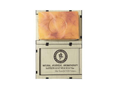 Picture of Real Saffron Goat Milk Soap Bar Wooden Box Original(Yellow,)
