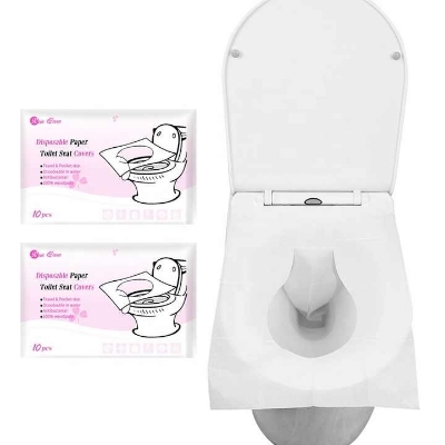 Picture of Disposable Paper Toilet Seat Covers | Biodegradable, Waterproof, Flushable Paper Toilet Seat Covers for Travel, Camping, Public Toilet, Restrooms, Washroom(10 packs-100pcs)