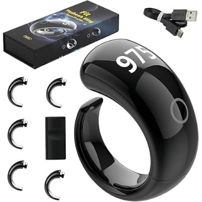Picture of Smart Zikir Ring &ndash; Touch Control | Islamic Digital Tasbih &amp; Dhikr Counter | Waterproof | Magnetic Wireless Charging | Qibla Finder | Prayer Alerts &amp; Countdown | 5 Adjustable Sizes(Black)