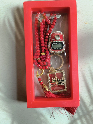 Picture of Tasbih Set with Digital Counter & Keyring  Complete Ramadan Prayer Counter Gift Set  Elegant Gift for Eid, Umrah, Hajj & Weddings  Premium Muslim Tally Counter(Red)