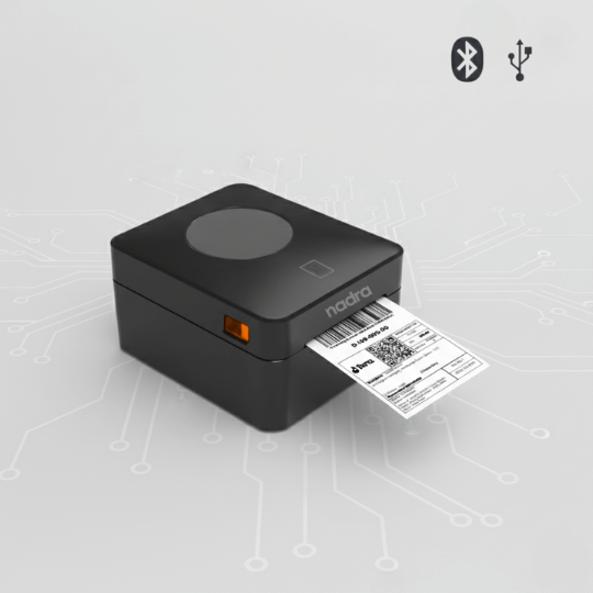 Picture of Multifunctional Label + POS Receipt Printer  USB + Bluetooth Connectivity  Perfect for 4x6, 3x4, 2x3 Inch Daraz, Steadfast Shipping Labels Printing  Barcode Label Maker  Compatible with PCs, Laptops, Smartphones  Direct Thermal Printing Tech - Nadra(Black)