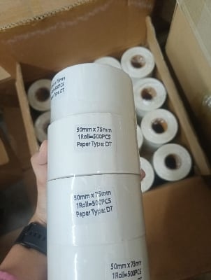 Picture of Courier Label Steadfast, Paperfly  50x75mm (2x3 inches) Small Roll for PT260 printer  85 Labels per Roll  Direct Thermal DT Stickers  Shipping Labels  Premium Self-Adhesive Thermal Labels - White(50x75-Roll-10-Small)