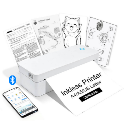 Picture of A4 Bluetooth Printer for Top-tier professionals  Ideal for Office Work, Studying, Field Tasks, Travel Printing  Wireless Bluetooth Thermal Mini Printer  Printing Office Documents, Notes, PDFs, Photos  Inkless Direct Thermal Printing Tech-Nadra A401(White-A4-Printer)