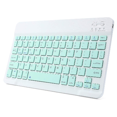 Picture of Bluetooth Keyboard Rechargeable for Tablets, iPads, iPhones, Smartphones, and Laptops  Stylish, Ergonomic, Ultra-Slim Rechargeable Wireless Mini Nadra Keyboard  Ideal for professionals, students, and travelers(Light green)