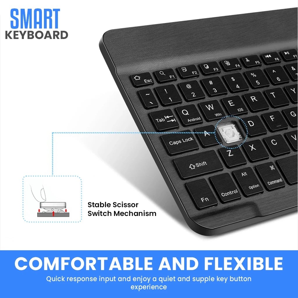 Picture of Bluetooth Keyboard Rechargeable for Tablets, iPads, iPhones, Smartphones, and Laptops  Stylish, Ergonomic, Ultra-Slim Rechargeable Wireless Mini Nadra Keyboard  Ideal for professionals, students, and travelers(Black)