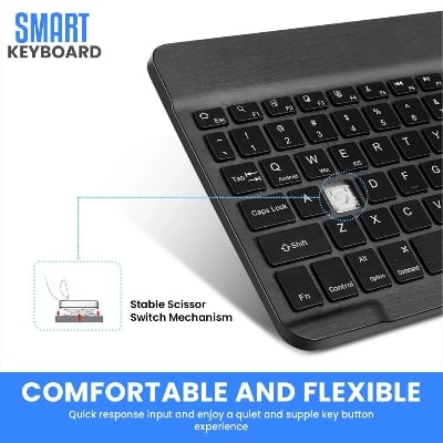 Picture of Bluetooth Keyboard Rechargeable for Tablets, iPads, iPhones, Smartphones, and Laptops  Stylish, Ergonomic, Ultra-Slim Rechargeable Wireless Mini Nadra Keyboard  Ideal for professionals, students, and travelers(Black)