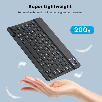 Picture of Bluetooth Keyboard Rechargeable for Tablets, iPads, iPhones, Smartphones, and Laptops  Stylish, Ergonomic, Ultra-Slim Rechargeable Wireless Mini Nadra Keyboard  Ideal for professionals, students, and travelers(Black)