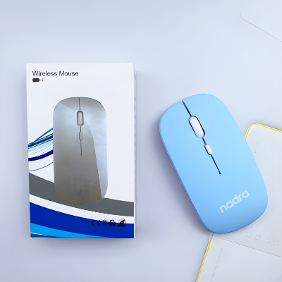 Picture of Bluetooth Mouse for Laptops, Desktops, Tablets, iPads, iPhones, and Smartphones  Dual-Mode 2.4GHz Optical Rechargeable Wireless Mouse  Stylish, Ergonomic, Ultra-Slim Design-Nadra-NM01(Blue)