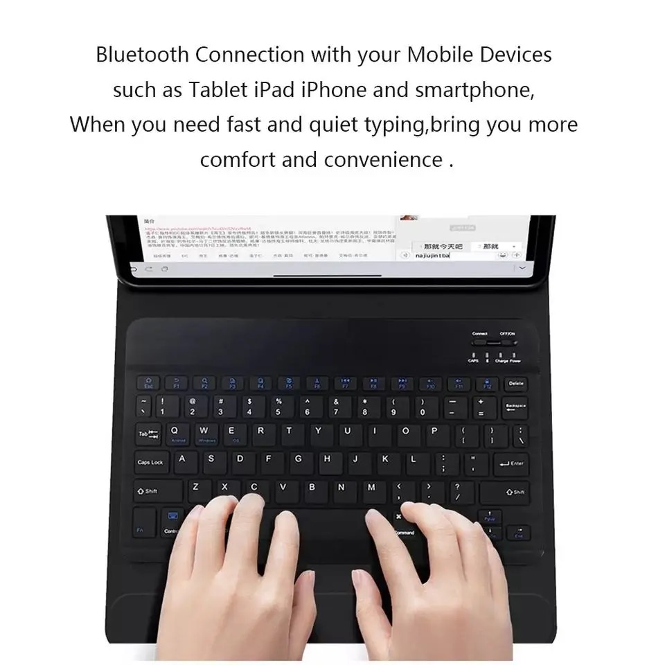 Picture of Bluetooth Keyboard Rechargeable for Tablets, iPads, iPhones, Smartphones, and Laptops  Stylish, Ergonomic, Ultra-Slim Rechargeable Wireless Mini Nadra Keyboard  Ideal for professionals, students, and travelers(Black)