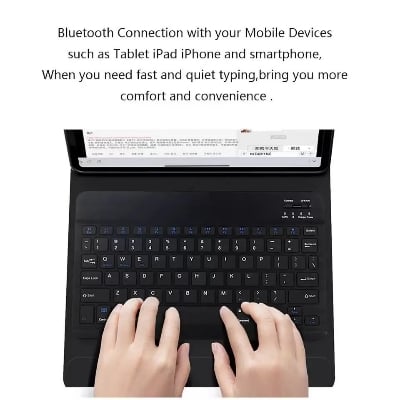 Picture of Bluetooth Keyboard Rechargeable for Tablets, iPads, iPhones, Smartphones, and Laptops  Stylish, Ergonomic, Ultra-Slim Rechargeable Wireless Mini Nadra Keyboard  Ideal for professionals, students, and travelers(Black)