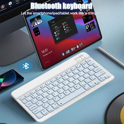 Picture of Bluetooth Keyboard Rechargeable for Tablets, iPads, iPhones, Smartphones, and Laptops  Stylish, Ergonomic, Ultra-Slim Rechargeable Wireless Mini Nadra Keyboard  Ideal for professionals, students, and travelers(Blue)