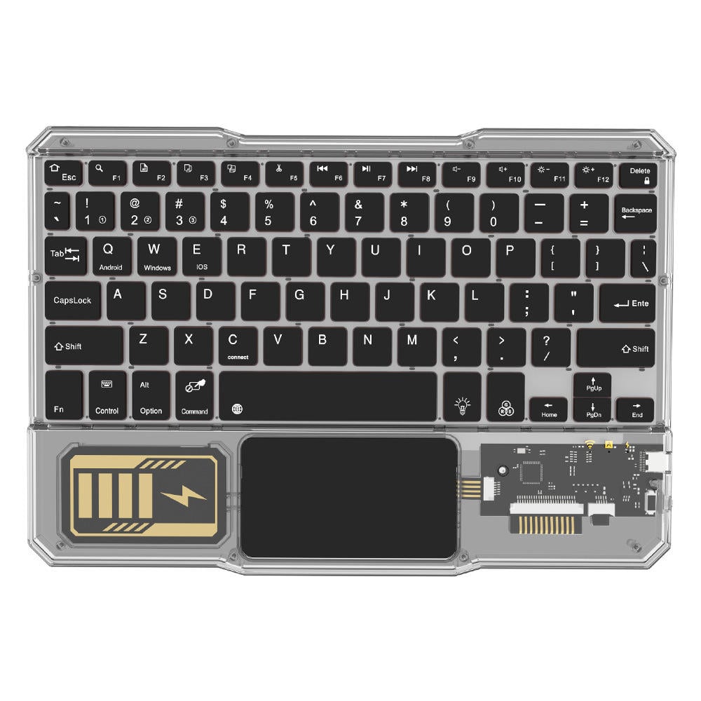 Picture of Rechargeable Keyboard with touchpad, RGB 7 Colors Transparent Backlit for Tablets, iPads, iPhones, Smartphones, Laptops Ultra-Slim, Sleek, Ergonomic, Mini Nadra Bluetooth Keyboard  Perfect for professionals, students, and travelers(Black)