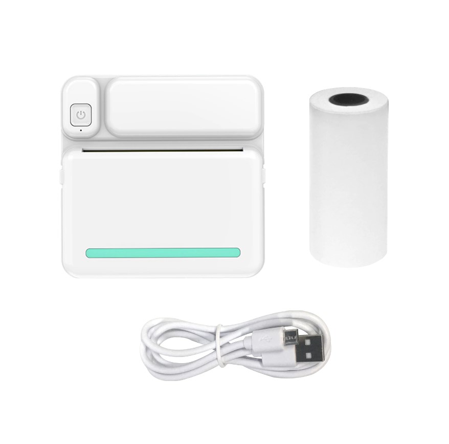 Picture of Portable Mini Printer | Compatible with iOS & Android | Wireless Bluetooth Thermal Printing | Great for Printing Text Messages, Labels, Photos, DIY Projects, Notes, and Creating Posters | Mini Pocket Printer | Ideal for Students, Teachers, and Creatives(White)