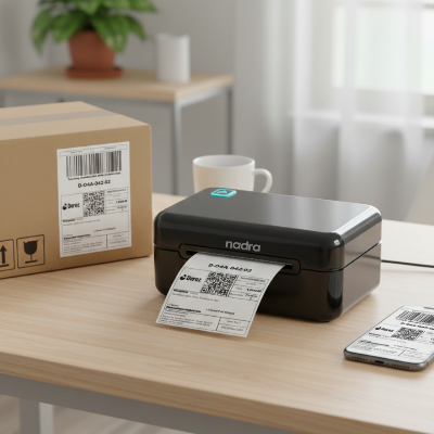Picture of Label Printer 80mm 3inch USB + Bluetooth, Support Android 2x3, 3x4 Inch Shipping Courier Labels, Barcode & Price Tag, Sticker Printing, Compatible with PC, Laptop & Smartphone, Nadra-CC390(Black)