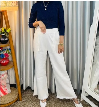 Picture of Ladies Stylish Denim Jeans Plazzo New Trendy look Jeans Pant for Women