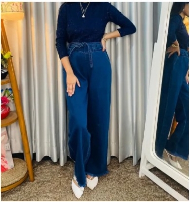 Picture of Ladies Stylish Denim Jeans Plazzo New Trendy look Jeans Pant for Women