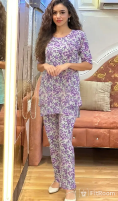 Picture of Woman Summer Wear Printed T-shirt and Trouser Set - Fashionable and Comfortable for All Seasons. ☘️উমাইশা ফ্যাশান নিয়ে এসেছে মেয়েদের আরামদায়ক রাতের পোশাক ☘️এখন ঘুম হবে প্রশান্তিতে ☘️।