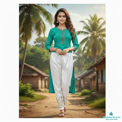 Picture of Elegant Embroidered Silk Pajamas Pants Full Length Traditional Style