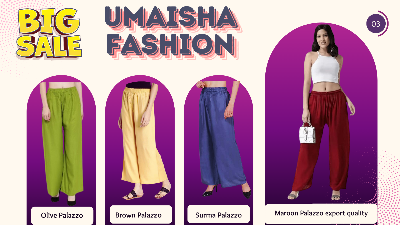 Picture of Women Plazzo Pants High Quality Fabrics Summer Loose Casual Wear Palazzo
