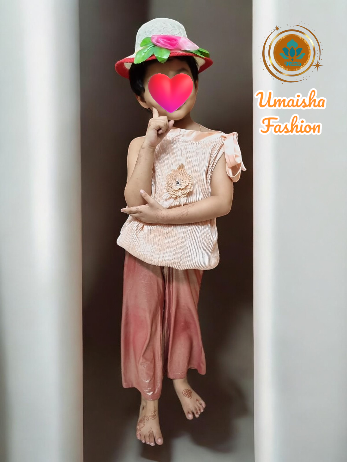 Picture of Kids  Girls  Cute Flower Summer Beach wear and Outdoor wear Sun Protected Hat