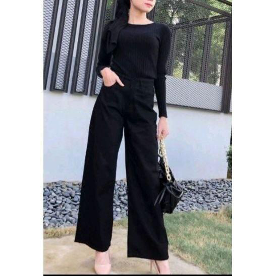 Picture of New Fashion ladies Stylish Denim Palazzo Pant For Woman. Jeans Palazzo Pant .