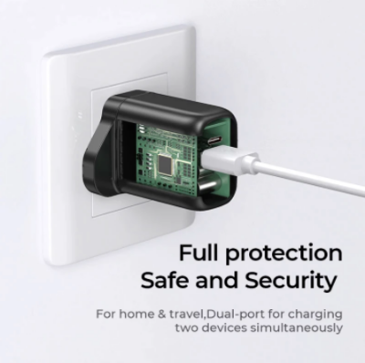 Picture of JOYROOM L-QP204 Smart Dual Port PD+QC3.0 Travel Charger - EU Plug - Black